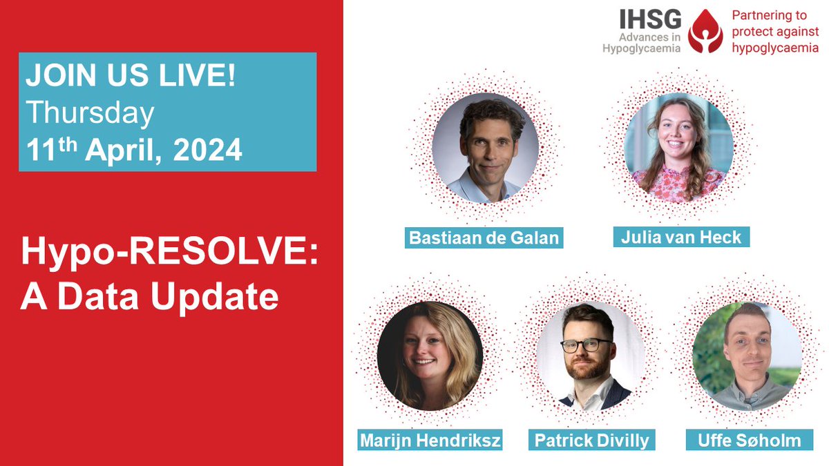 Join #IHSGAdvances for exciting @HypoResolve updates!

Our speakers will cover a variety of topics including
- #hypoglycaemia and inflammation
- sensor-detected vs patient-reported hypoglycaemia
- impact of hypoglycaemia on daily functioning

Registration: cvent.me/EMyvBl