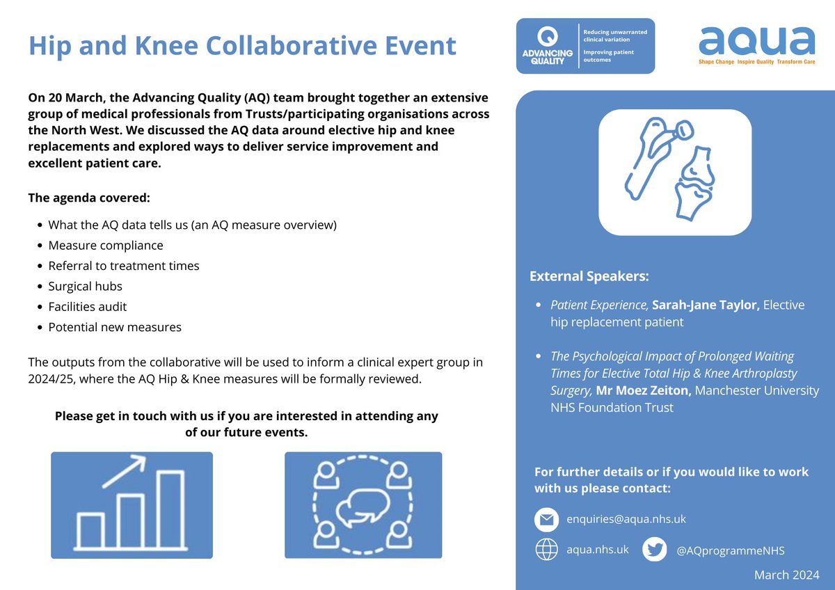 Our successful Hip & Knee collaborative took place last month, with many Trusts in attendance to discuss a variety of important   topics on #ServiceImprovement . These conversations will be built upon in the convening of next month's Clinical Expert Group.