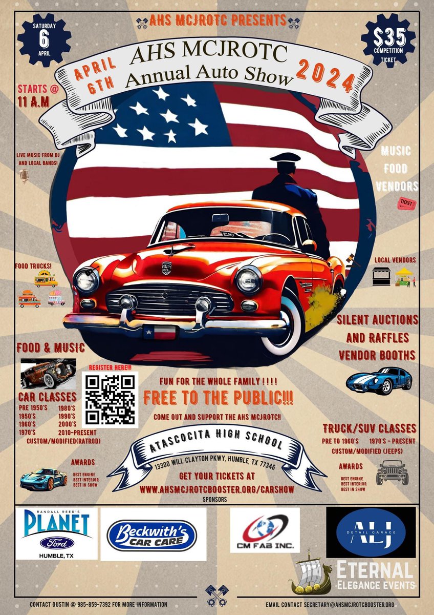 First Ever Car Show tomorrow at AHS.  Come check it out! <a href="/HumbleISD_AHS/">The Atascocita HS</a>