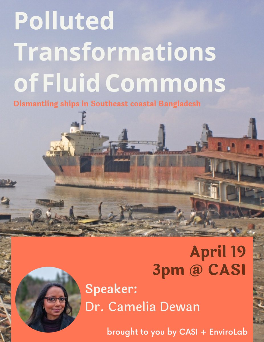 Can’t wait to host @CameliaDewan at Penn EnviroLab on April 19th! Please join us in person if you can, it’s sure to be an incredible talk! @CASIPenn @liquidperson