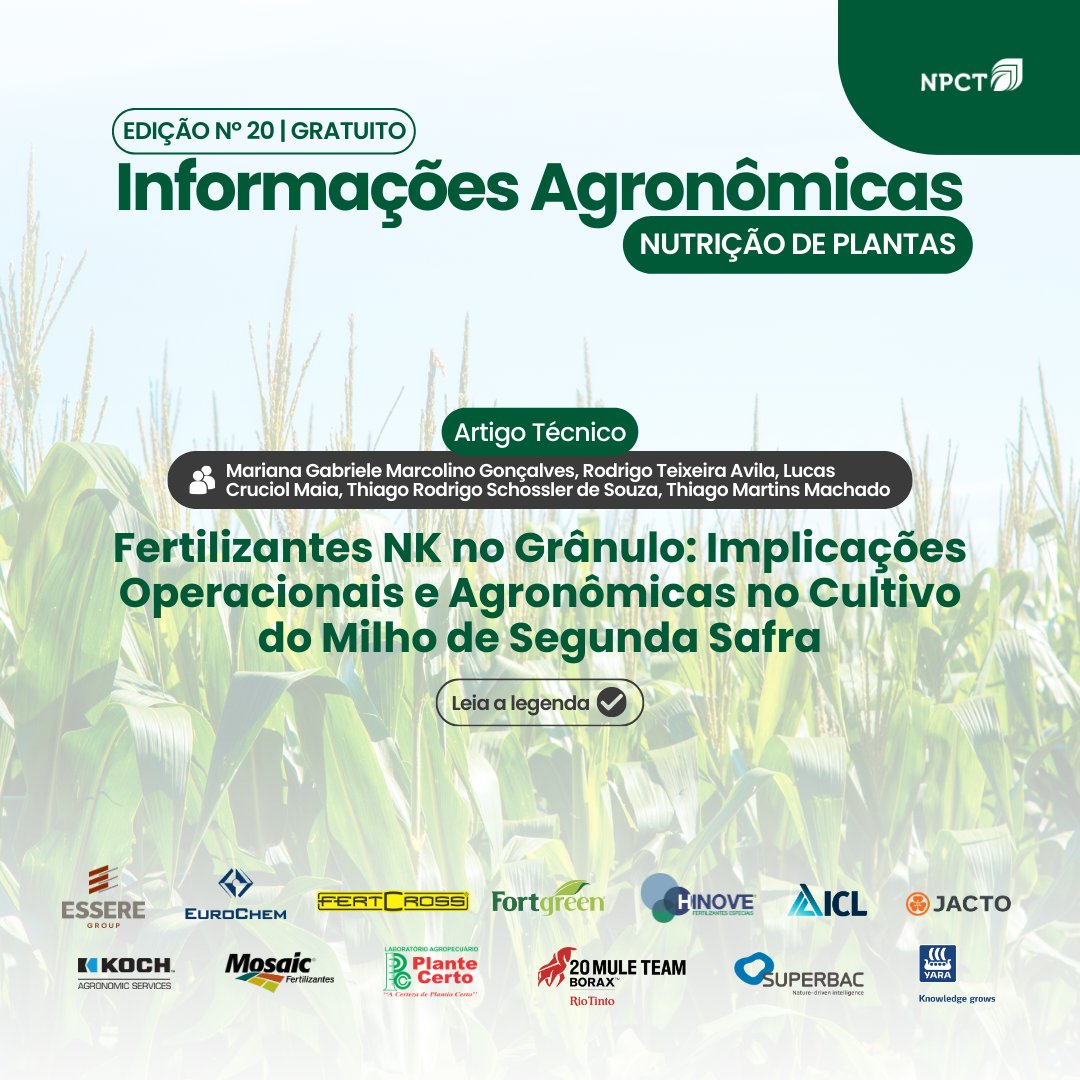 📍 Acesse o artigo completo em npct.com.br/IANutricao
#NPCTBrasil #FertilidadedoSolo #NutriçãoDePlantas #Fertilizantes #InformaçõesAgronômicas