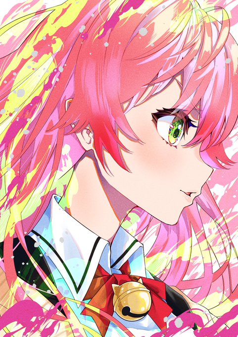 「neck bell pink hair」 illustration images(Latest)