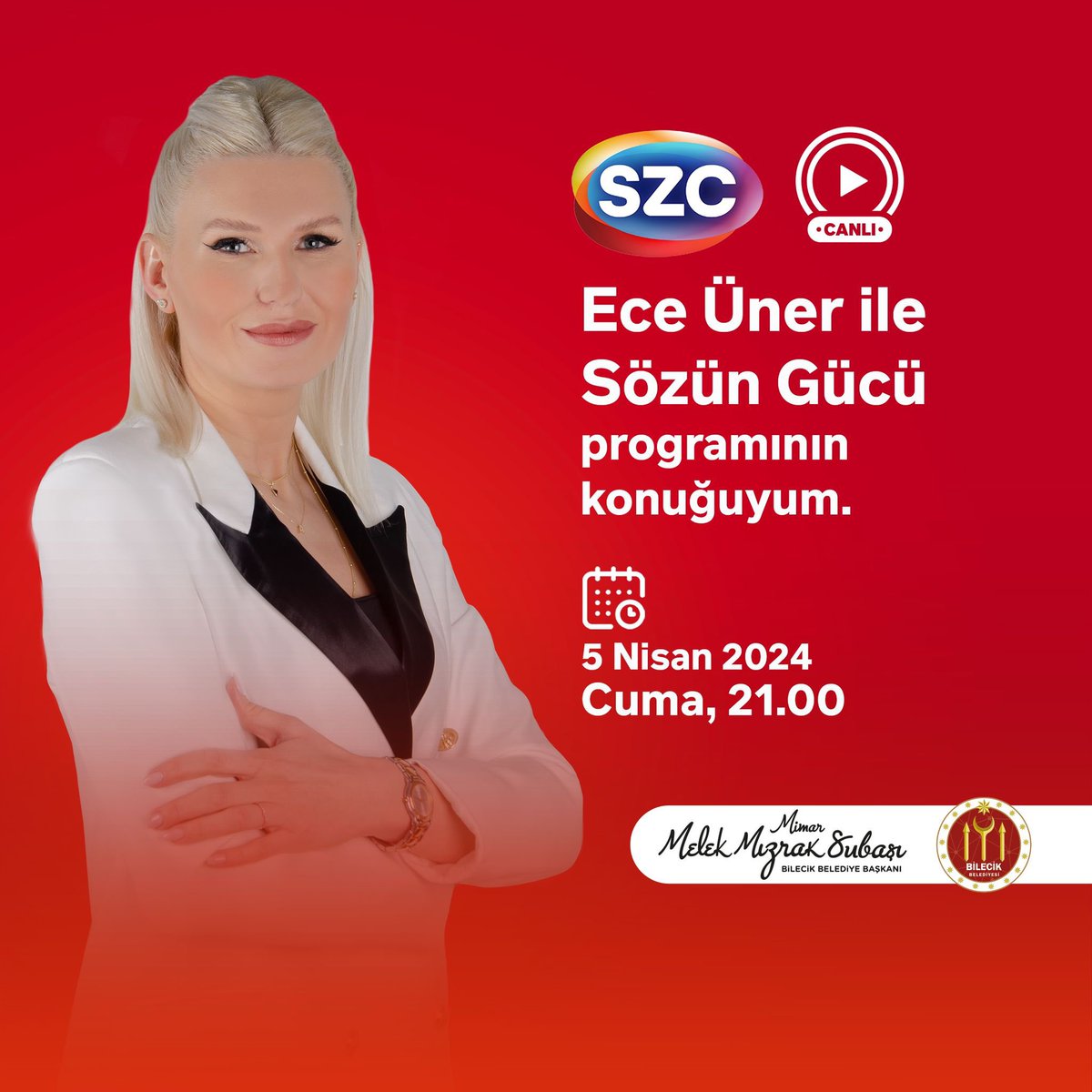 Bu akşam saat 21.00’de Sözcü TV’de yayınlanacak Ece Üner ile Sözün Gücü programının konuğuyum. Tüm vatandaşlarımızı ekran başına davet ediyorum.