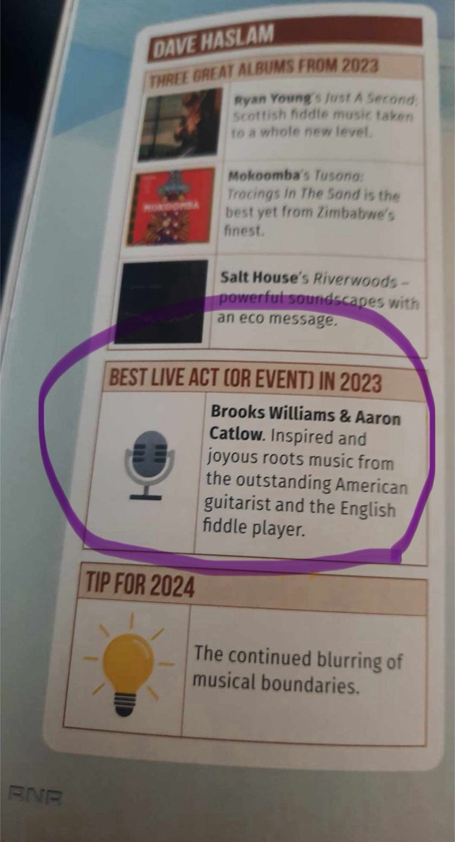 On the eve of the ‘Greens And Blues Tour (Part Two)’ we’re delighted to receive this accolade from RnR magazine. Thank you Nick for bringing it to our attention. We’re over the moon! brookswilliams.com/tour-dates