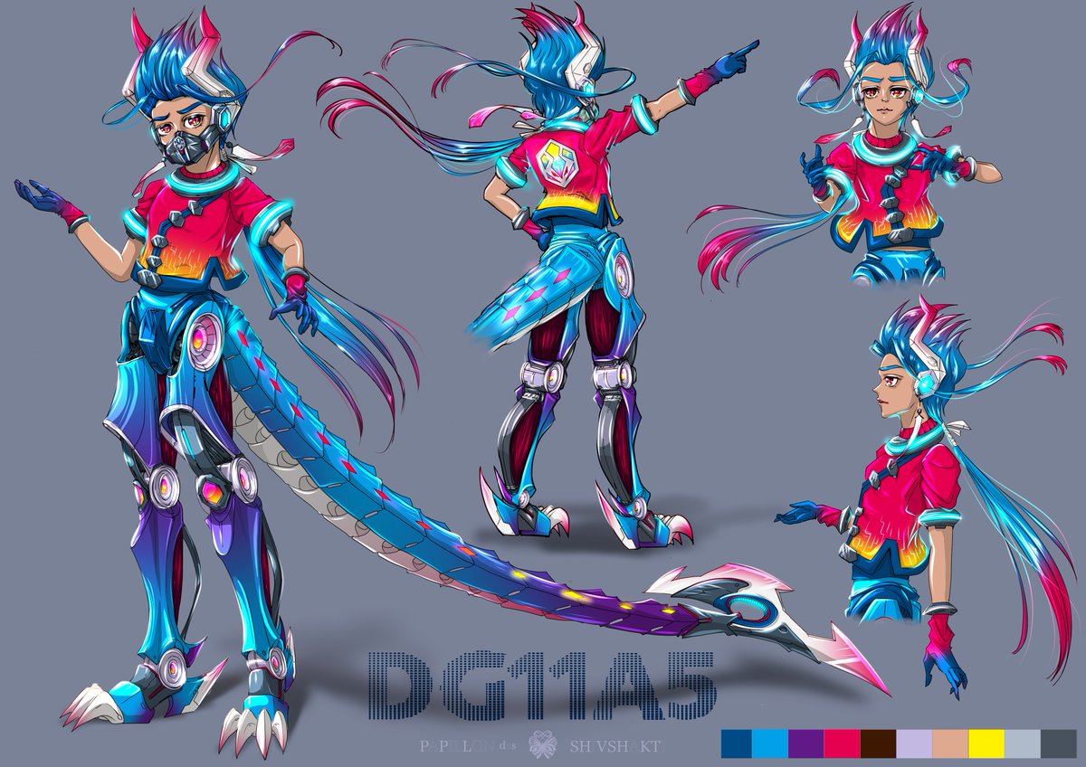 In the Virtual World's East Area, DragonGoD crafted DG11A5, a bio-cyborg boy. Born from DragonGoD's cells and cybernetic tech, DG11A5 and his brethren were mighty. Tasked with town patrol, DG11A5's mission: maintain peace, aid all.

#AliasVWBC #VirtualAvatars #DigitalArt
