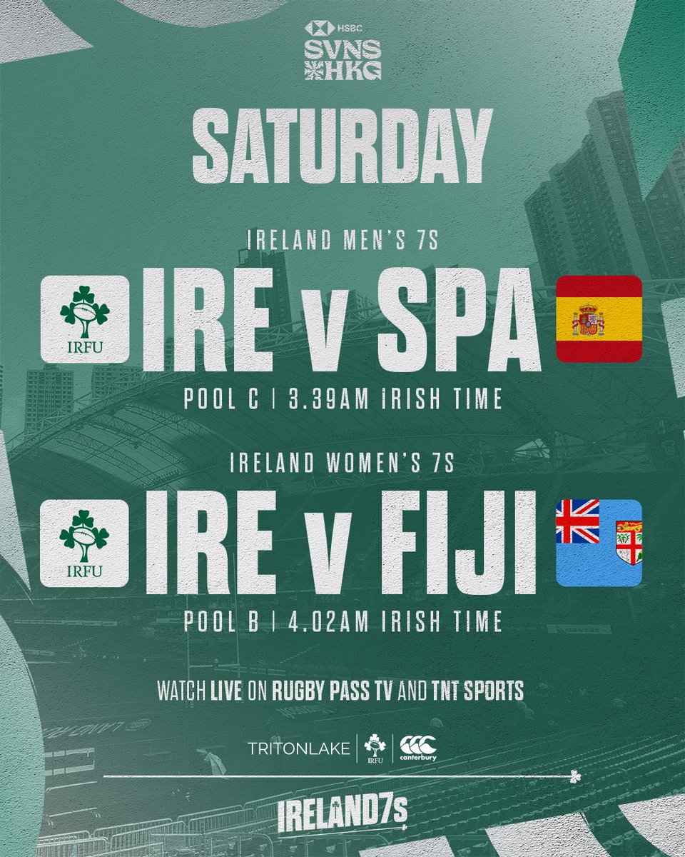 A big Day 2 on the cards in Hong Kong! ⬇️ #Ireland7s