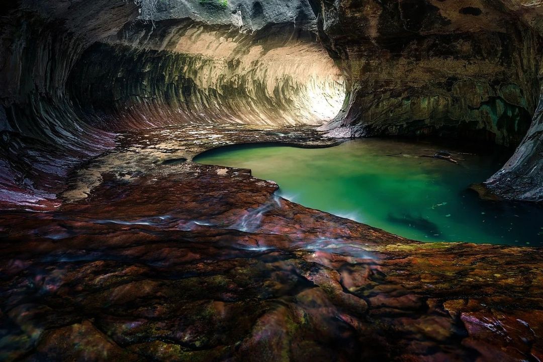 Perfect green pools in the Subway, Zion National Park. ⁠