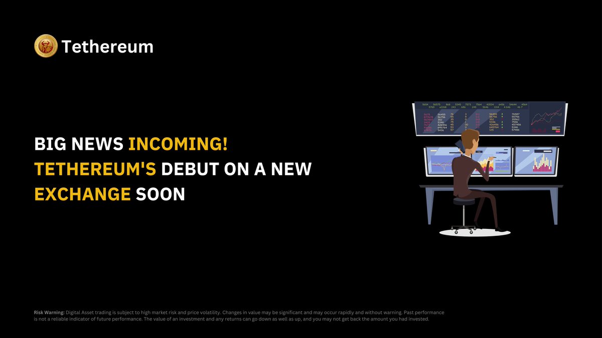 TethereumToken's tweet photo. 🚨 Exciting times ahead for #Tethereum! Keep your eyes peeled as we prepare to hit a major exchange! 📈 Stay tuned for the official launch date and get ready to be part of our journey. 

#CryptoNews #Blockchain #ExchangeDebut #StayTuned https://t.co/vVipZiDYjd