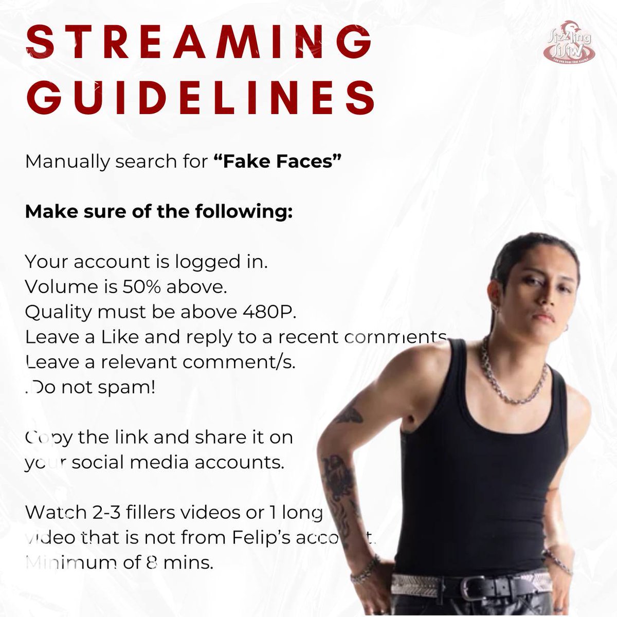 Tune in at 8 PM PHT for `d premiere of #FELIP_Fake_Faces MV! Let's show some love for #FELIP's genre-bending musicality, stellar creative direction & thought-provoking lyricism. Here's some YT Streaming Guidelines to help us reach our goals! 🎭

Fake Faces OutNow
@felipsuperior