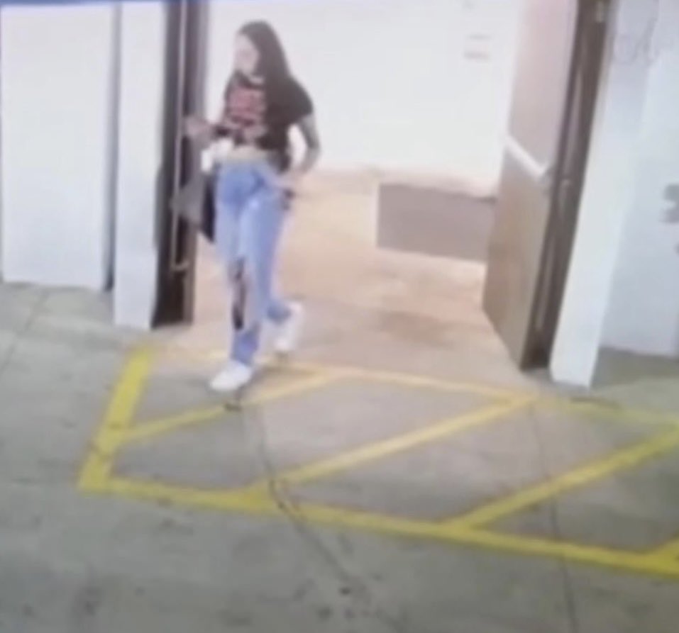 Surveillance image of 22-year-old Mercedes Vega just moments before being attacked and bludgeoned in the parking garage of a Tempe, AZ apartment building on April 16, 2023. 

Hours later, her body was discovered in the backseat of a burning car, with smoke inhalation determined