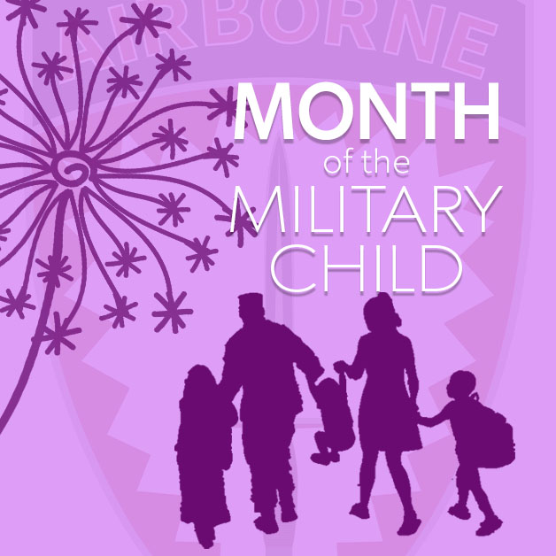 This month we celebrate the military children who accept the challenges and embrace changes they did not sign up for. We wear purple to recognize our children in each branch of the Armed forces, thanking them for their sacrifice. PURPLE UP April 15, to honor them!