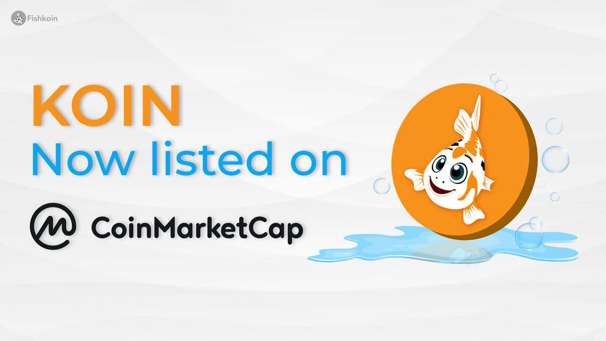 Finally $KOIN is now listed on CoinMarketCap 🔶🟦

coinmarketcap.com/currencies/fis…

🎉To celebrate we're giving away 100,000,000 $KOIN

✅Follow <a href="/fishkoin/">Fishkoin</a> and tag your 5 favorite influencers.

🏆1 Winner
⏰Ends in 48 Hours

#memecoin #100xGEM #BTC #BSC