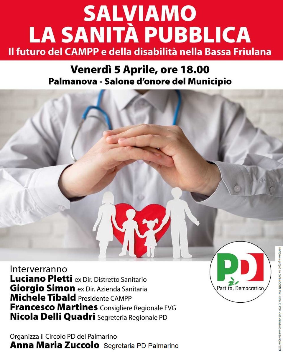 🗓️ Oggi a #Palmanova #Tolmezzo e #Tricesimo incontri dedicati alle questioni attualissime di #sanità #montagna #dissestoidrogeogico 🌀Continua la presenza in regione di segretaria @conti_caterina parlamentari consiglieri regionali esperti e dirigenti del partito e dei #circolipd