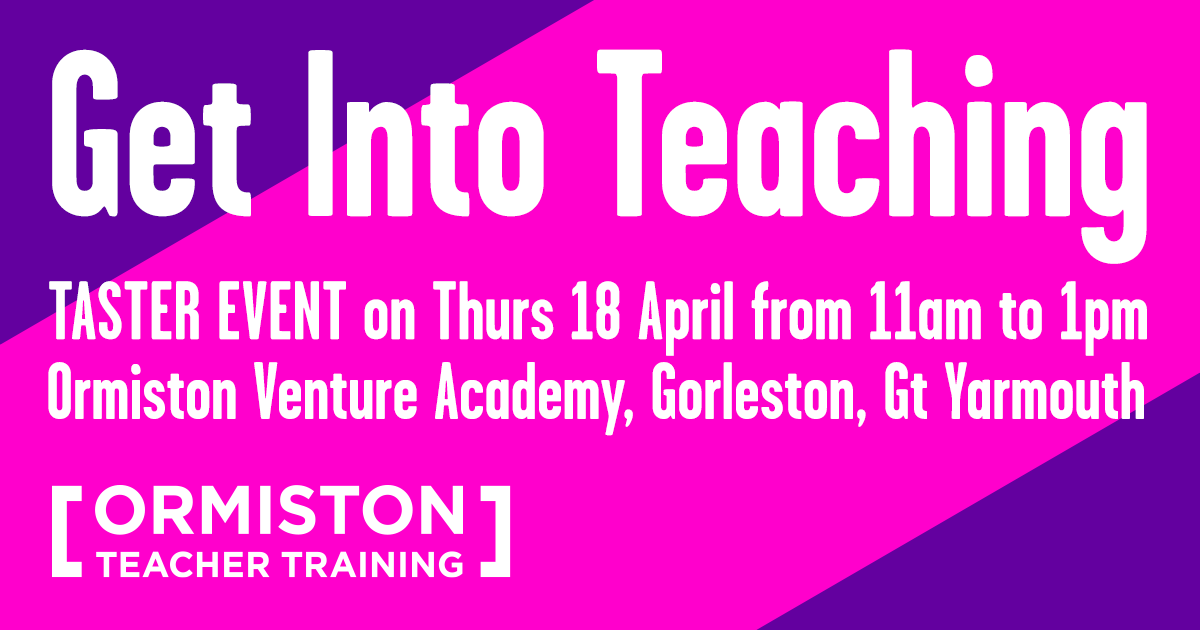 Who’s coming to our event next week?

Our OTT taster session fully immerses you in a school environment, giving you hands-on experiences of what it’s like to teach in a school.

Don’t miss out and apply today - bit.ly/OTTevents

#GreatYarmouth #eastofengland #traintoteach