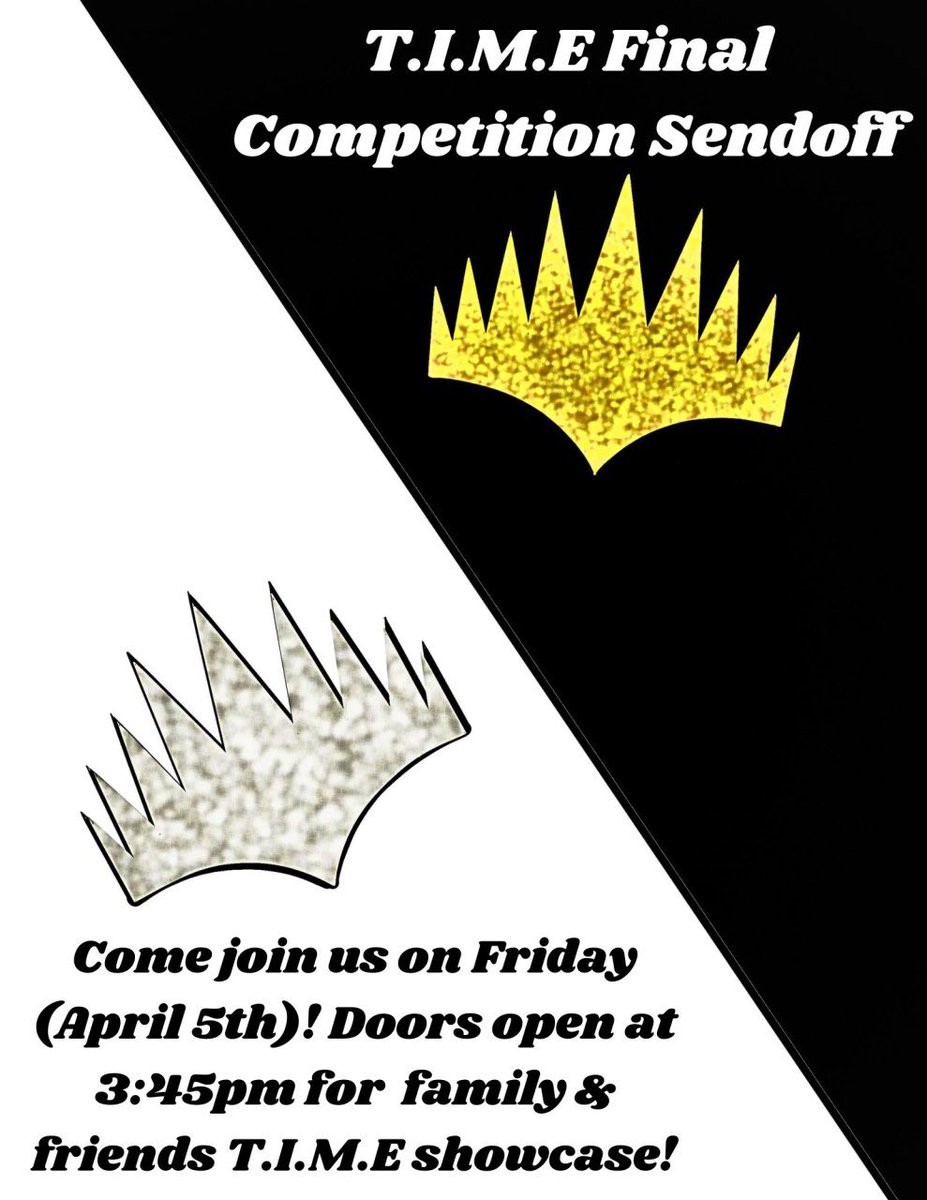 Come help send off TIME before they head to AIA Championships tomorrow! The show starts at 4pm in the THS Main Gym with THS main doors opening at 3:45pm! ♟️