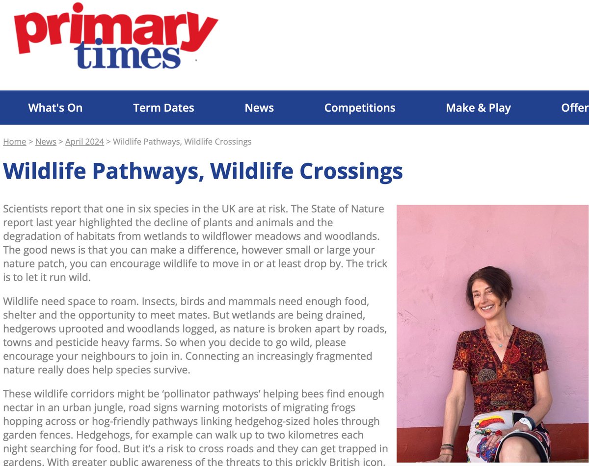 Delighted to share this blog about encouraging nature in gardens inspired by Wildlife Crossings @PrimaryTimes @OtterBarryBooks @Ch_Engel