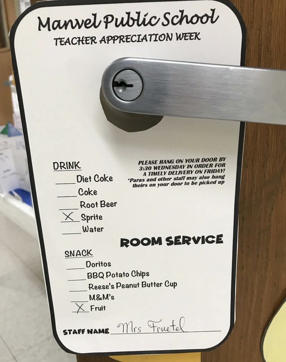 Principal Project (@principalproj) on Twitter photo Looking for some Teacher Appreciation Week inspiration?
Leader <a href="/Supt_Jordan/">Travis Jordan</a> spotted this in educator <a href="/MelissaHiltner/">Melissa Hiltner</a>'s school community! Looking for some Teacher Appreciation Week inspiration?
Leader <a href="/Supt_Jordan/">Travis Jordan</a> spotted this in educator <a href="/MelissaHiltner/">Melissa Hiltner</a>'s school community!