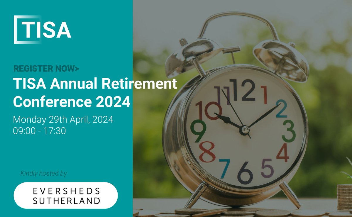 Register for the @uktisa Annual Retirement Conference and join the panel session with Steve Watson (Cushon), Colin Clarke (Legal & General), Jasmine Smiley (Fidelity International) and Nathan Long (Hargreaves Lansdown) on 29 April. 👉 hubs.la/Q02rXnr60 #TISAConf2024