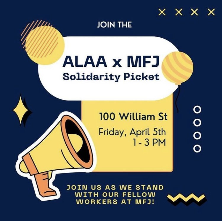 📣📣TODAY FROM 1-3! Come and tell @MFJLegal management that they need to offer a fair contract!