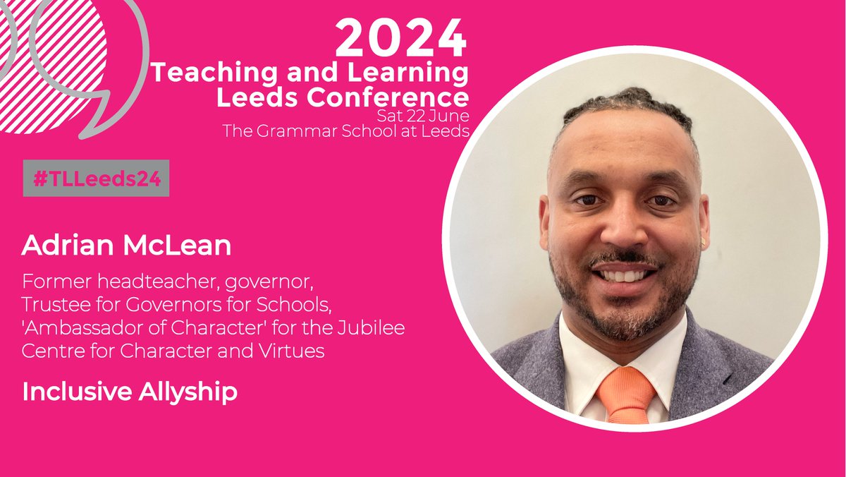 We're excited to be joined by @Character_guy at #TLLeeds24. Adrian's talk will reflect on the journey of an ally and explore vulnerability and learning from mistakes. Teachers will deepen their understanding of DEI and character education. Join us! Book at tinyurl.com/TLL24