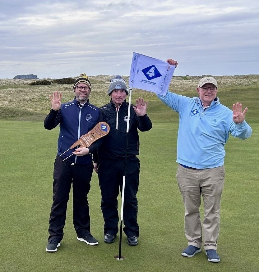 Yesterday was ‘the 4th of the 4th’, a special day for the Global Golf4 Cancer campaign, and a privilege to fly our flag and introduce our new GG4C 4th Tee Signs to 4 of the world’s finest golf clubs: Royal Co Down, Royal Portrush, Rosapenna & Ballyliffin ⛳️ #globalgolf4cancer ⛳️