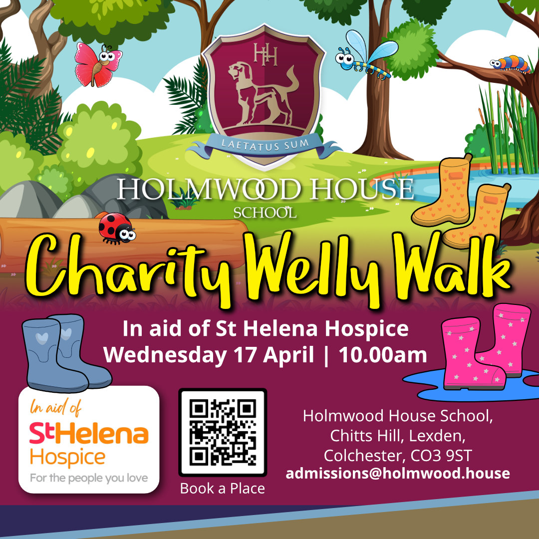 We are delighted to invite you to a Charity Welly Walk on 17 April at 10am in aid of one of the charities Holmwood House is supporting this year - St. Helena Hospice. This engaging walk around our beautiful grounds is suitable for under 5s. Sign up at holmwood.house/charity-welly-…