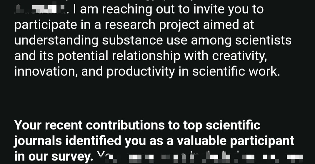 'Your recent publications made us think you might be a substance user'. 🤔