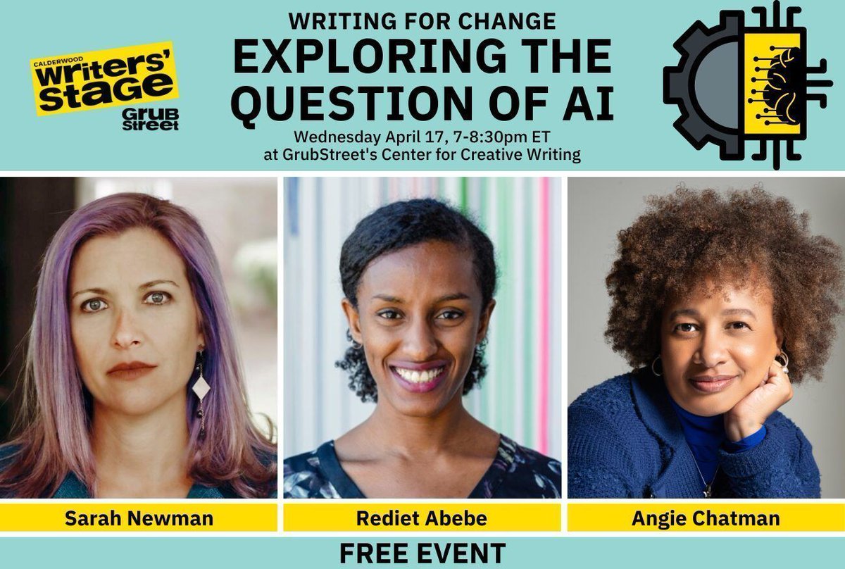 On 4/17 at GrubStreet, @angiecwriter, @SarahWNewman, & Rediet Abebe will discuss AI's implications for creative work, some fundamental ethical & socio-cultural questions to keep in mind, and how we might expect the use of the tech to evolve. 🖊️🤖⌨️🧐 buff.ly/3vEluv8