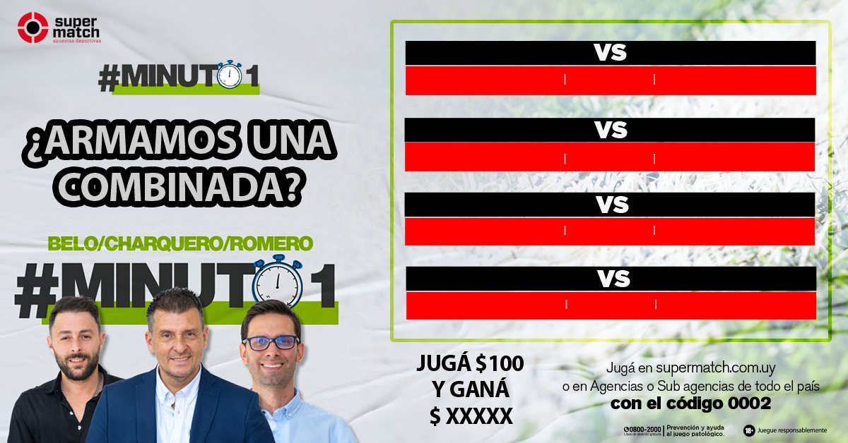 👋 @Supermatch_uy ¡Hoy empezamos con la combinada de #Minuto1! 👉¿Con qué partido jugamos? A las 9:55 sorteamos entre todos los que se sumen un kit de Supermatch.