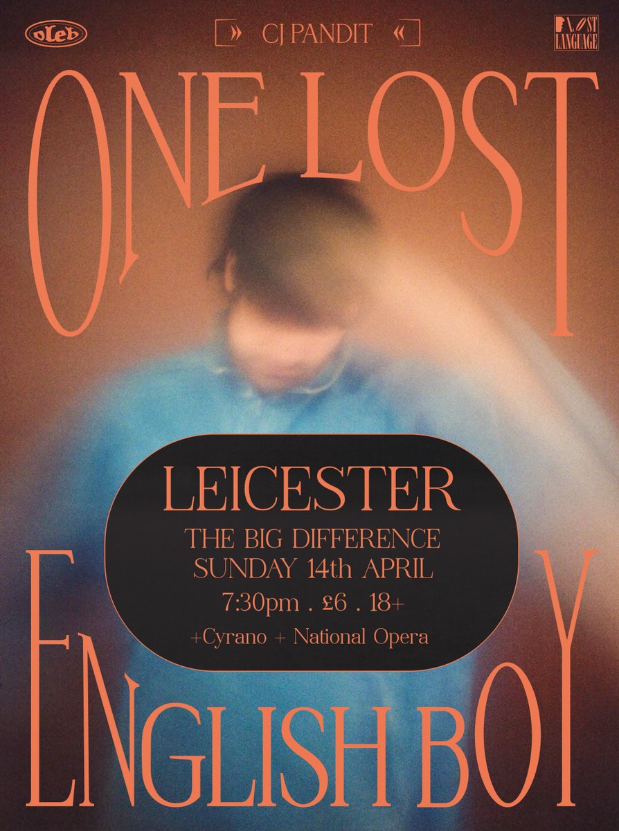 One of Leicester's finest exports @CjPanditxo is celebrating the long awaited release of his debut album One Lost English Boy & you're invited to the party 🕺 With support from Cyrano & National Opera, this is a show you don't want to miss Tickets: tinyurl.com/yvaxcbrj