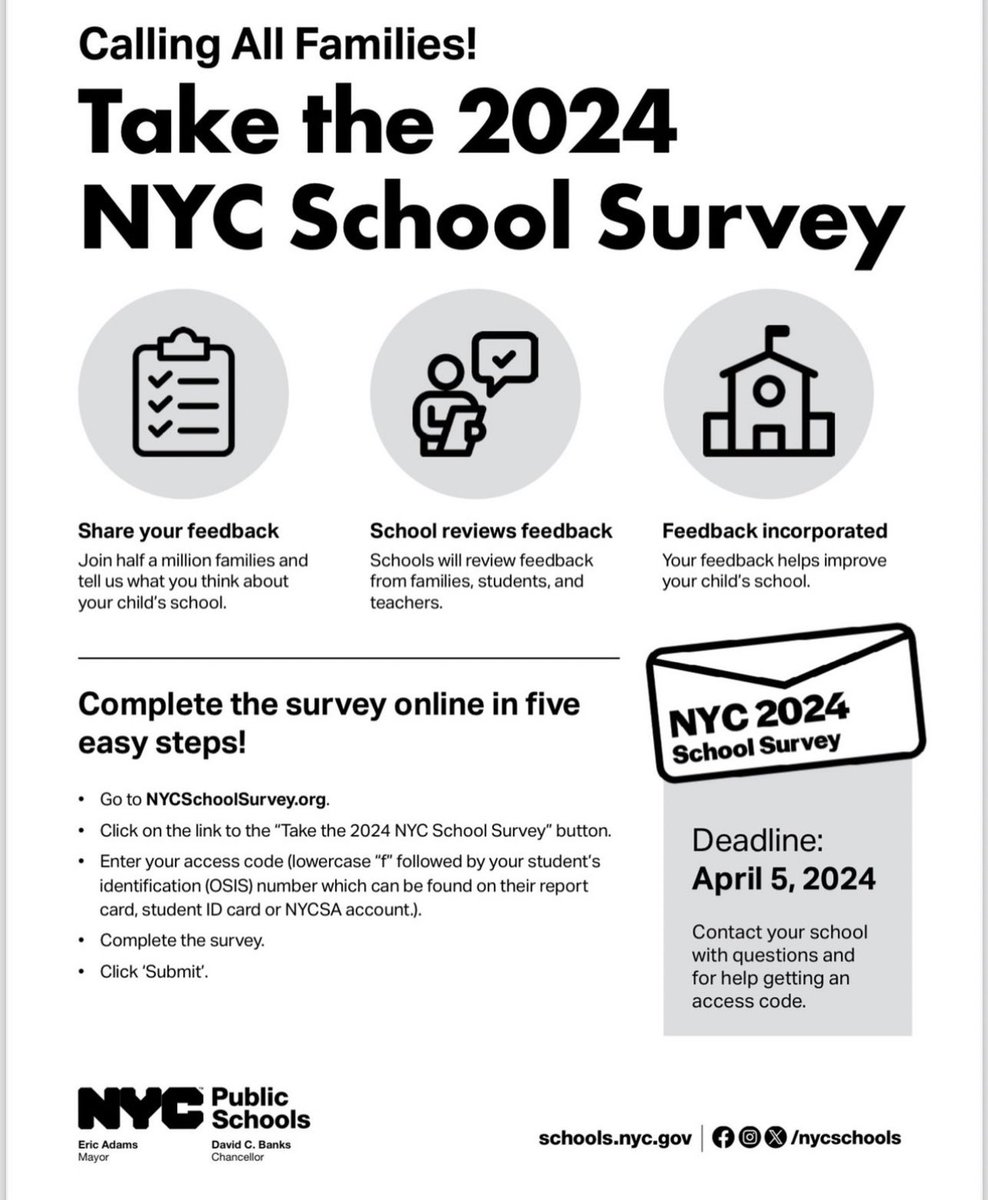 Today is the last day to take the school survey if you haven’t done so already! Your feedback is important to us. #SchoolSurvey #is27pralldoesitall