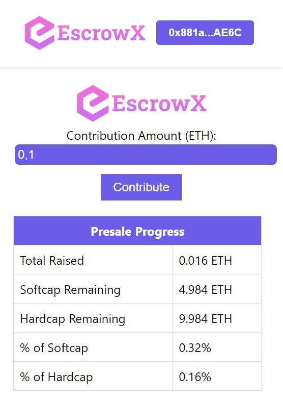 Current #presale status: 0.016 / 10 ETH raised. Contribution Site: escrow-labs.com/presale/ Just connect your #Metamask Wallet on the #ETH network and you are good to go. Read more information about the project here: escrow-labs.com
