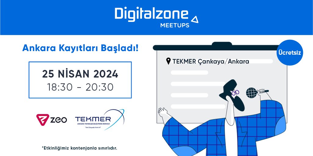 🤖 Fiziksel #Digitalzone #Meetups etkinlik serimizin ikincisinde @AnkaraTekmer 'de buluşuyoruz! 25 Nisan Perşembe saat 18:30'da bir araya geleceğiz!🌟 Detaylar ve kayıt için linke tıkla! 👉 zeo.org/tr/meetups 🗓️ Tarih: 25 Nisan 2024 ⏰ Saat: 18:30 📍 Yer: Ankara Tekmer