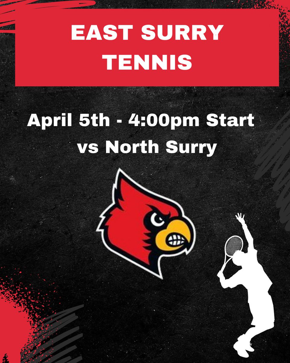 Good luck to @eshsmenstennis as they host North Surry today in a makeup match from Wednesday's rainout. Action starts at 4pm. Go Cards!