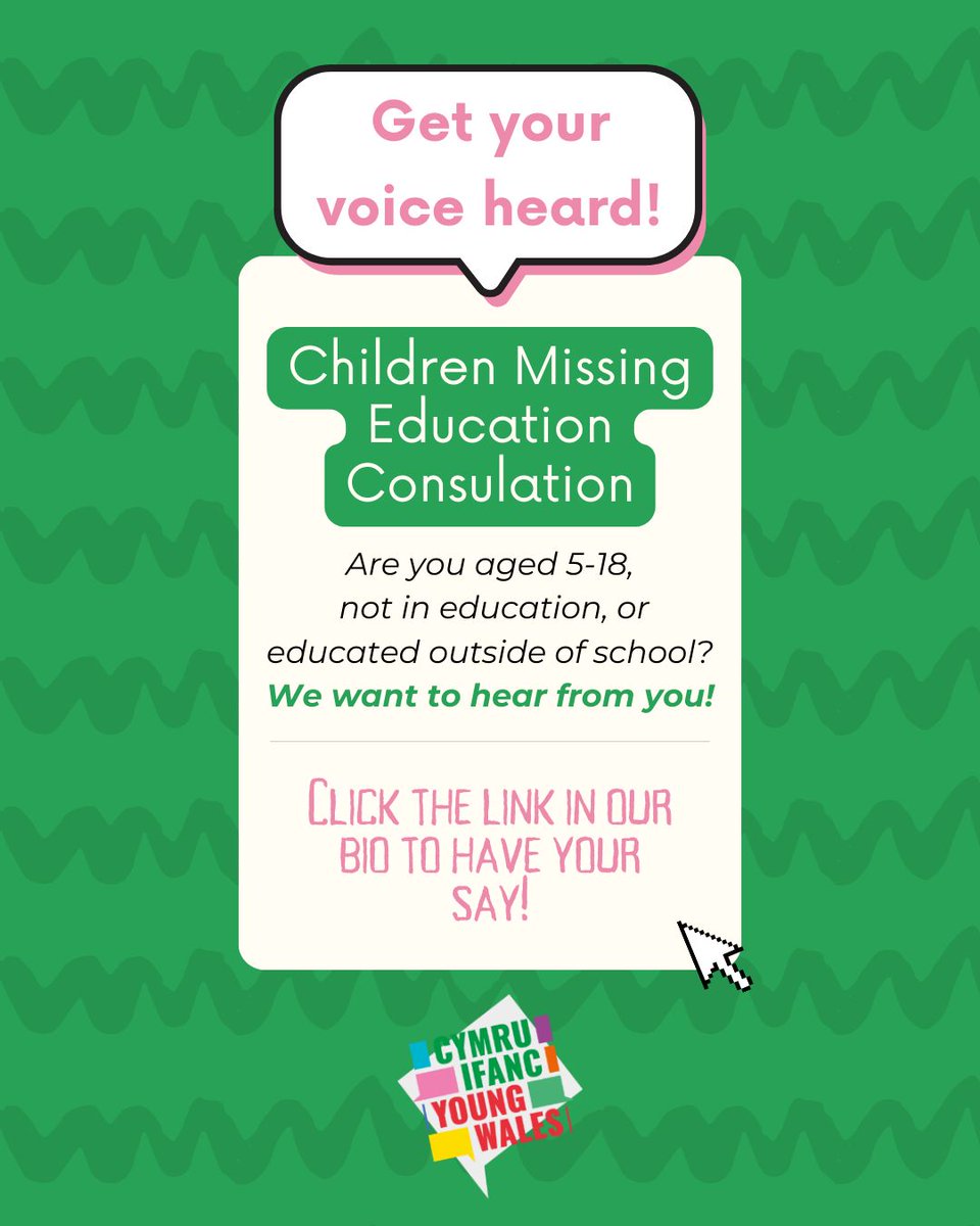 Are you aged 5-18, not in education, or educated outside of school? We want to hear from you! 👂 By clicking the link below, you can share your opinion regarding Welsh Government's Children Missing Education Database plan. 💻📝 buff.ly/3vu0xmR