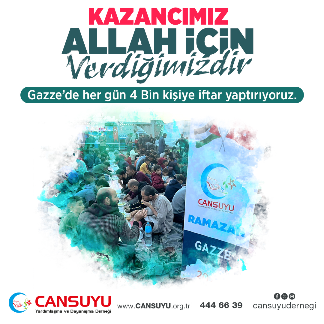 Gazze'de her gün 4 Bin kişiye iftar yaptırıyoruz.