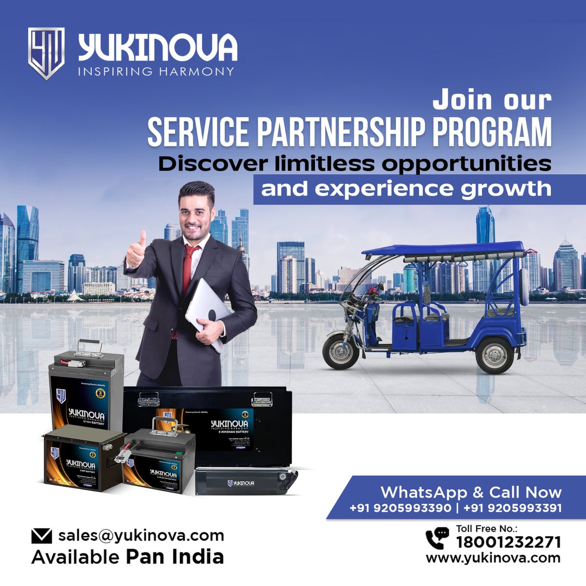 Join Yukinova’s Service Partnership Program today. Unlock endless opportunities and accelerate your growth. Together, let's reach new heights of success and innovation.

Follow us for more info : @yukinovabattery

#YukinovaBattery #Battery #PartnershipProgram #ServiceCentre