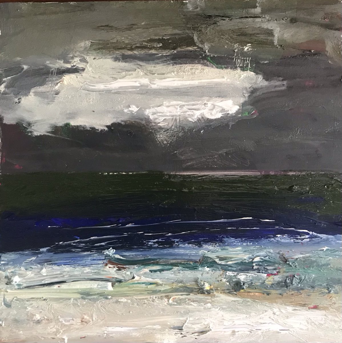 The North Sea this morning at Frieston Oil on panel 20cm x 20cm