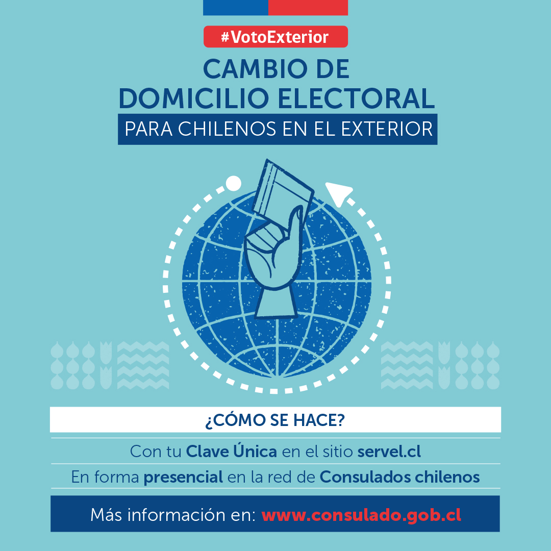 ¡Buenos días! 😀🗳️Solicita tu cambio de domicilio electoral en línea en cambiodomicilio.servel.cl y, de forma presencial, en la red de Consulados de Chile en el mundo. Revisa más información👉bit.ly/3NCQTUM