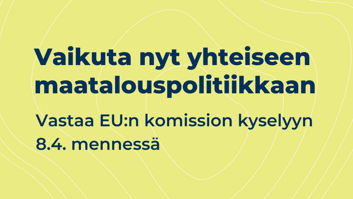 Maataloustuottaja, vaikuta yhteiseen maatalouspolitiikkaan – vastaa kyselyyn 8.4. mennessä, jotta myös suomalaisten maataloustuottajien ääni saadaan kuuluviin suoraan EU:n maatalouspolitiikan suunnittelussa. #maatalous mmm.fi/-/maataloustuo…