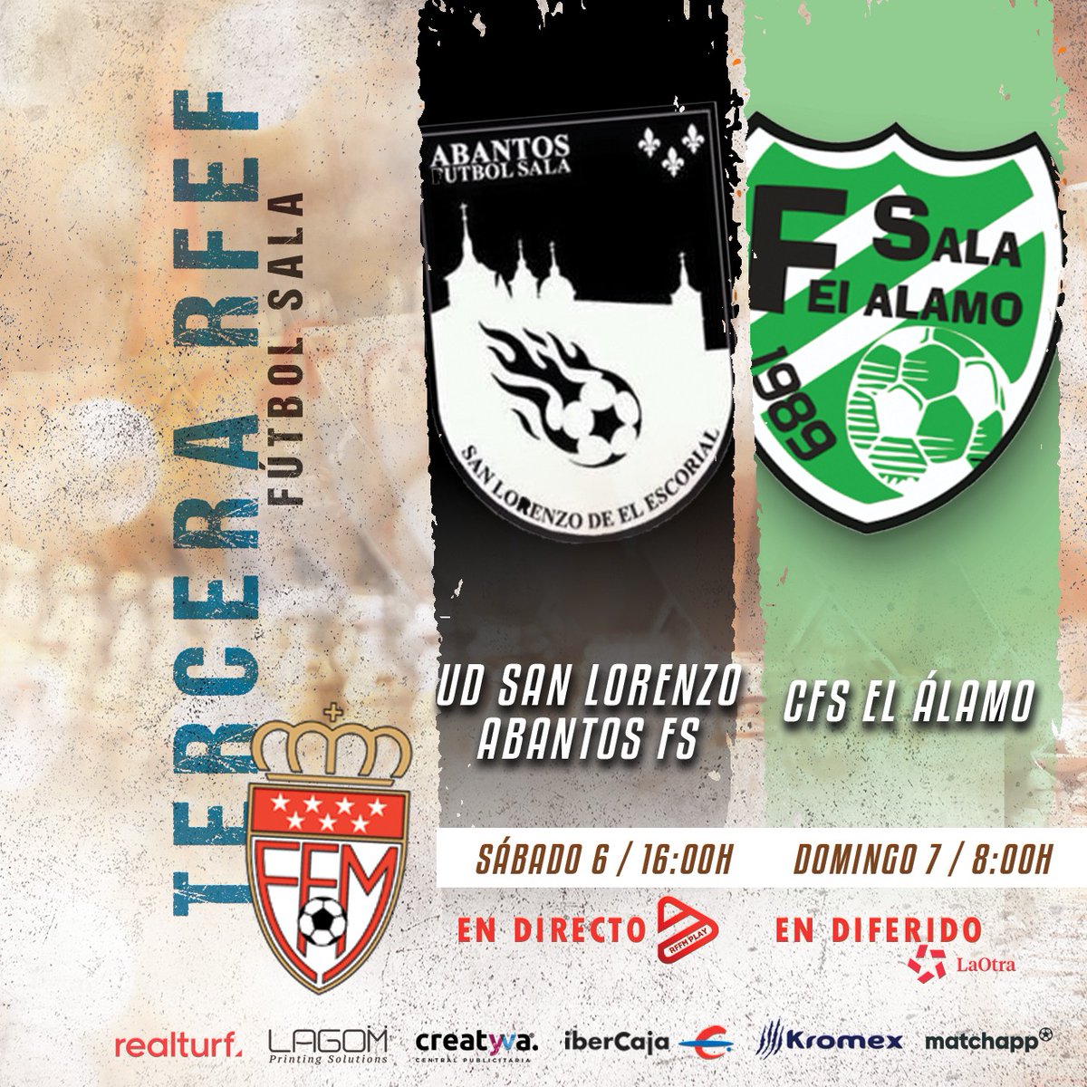 🔴En DIRECTO en #RFFMPLAY .

🏆3ª DIVISIÓN

🗓️Sábado 6 abril
⌚️16:00 hrs

<a href="/CDEAbantos/">UD San Lorenzo Abantos FS</a> - <a href="/fselalamo/">Futbol Sala El Álamo</a>

youtube.com/watch?v=xUoFJI…

*DIFERIDO en <a href="/laOtraTM/">laOtra</a> Domingo 7 / 8:00hrs