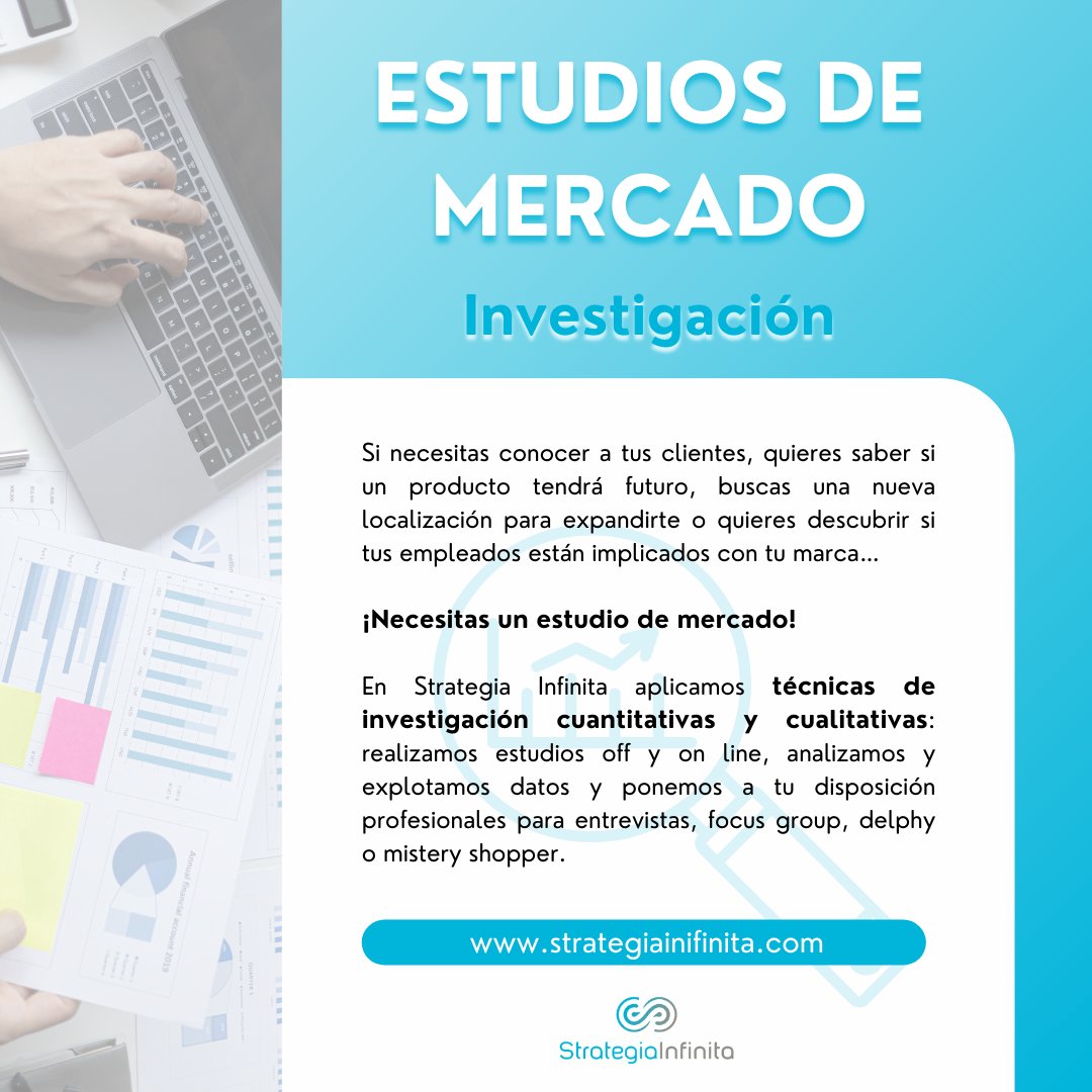 💡 En #StrategiaInfinita, llevamos más de 20 años trabajando la #comunicación corporativa y empresarial. 🔎 ¿Necesitas un #estudiodemercado?😌 Contáctanos y descubre cómo #maximizar tus beneficios y #optimizar tu #rendimientoempresarial.📲Mas info aquí: strategiainfinita.com/estudios-de-me…