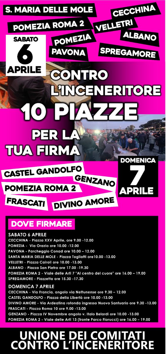 @Lavoratori_Ama @radioromait @anderboz @Luce_Roma @diarioromano @Sabrinalfonsi Noi continuiamo a dire che l'inceneritore è un affare per pochi. Ai romani rimarrà monnezza, degrado e tari aumentata, a noi dei castelli il traffico, un territorio deturpato e emissioni aggiuntive che si sommeranno a quelle della discarica di #roncigliano FIRMATE la PETIZIONE