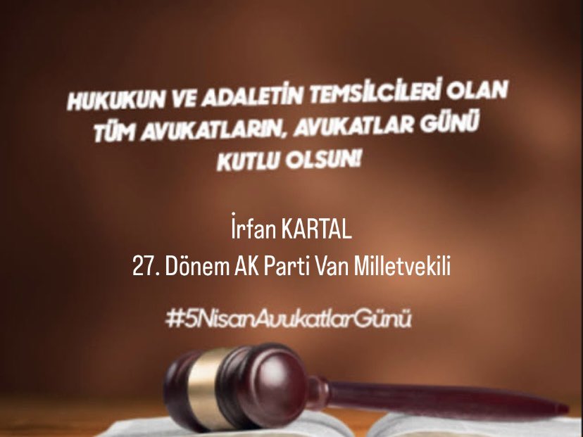 Toplumsal adaletin sağlanması adına mücadele veren, demokratik hukuk devletimizin vazgeçilmezi olan kıymetli Avukatlarımızın 5 Nisan Avukatlar Günü'nü tebrik ediyorum.. #5NisanAvukatlarGünü