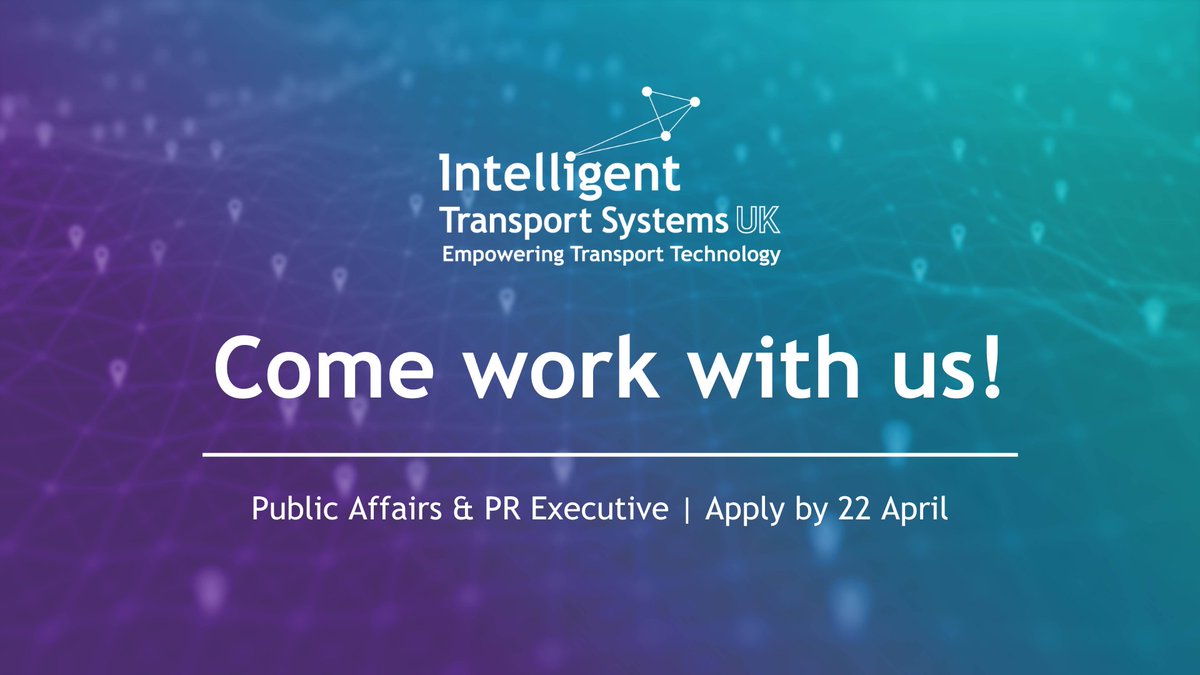 🌟 We're hiring! 🌟 We're looking for a #PublicAffairs & #PR Executive to support our advocacy, promotion and engagement work. This is the chance to join an organisation at the heart of a growing, fast-paced sector, at the cutting-edge of transport! its-uk.org/papr-executive/