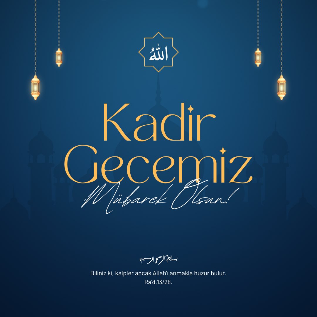 Tüm İslam Âleminin bin aydan daha hayırlı olan #KadirGecesi'ni tebrik ediyorum. Rabbim bu mübarek gecede hepimize sağlık, huzur ve esenlik versin. #HayırlıKandiller diliyorum.🤲🏻