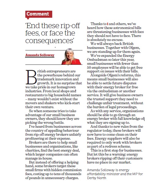 Energy brokers ripping off customers have no place in our market. We're standing up for British businesses with free support to resolve energy bill issues via the @EnergyOmbudsman. It is the first step in our crackdown to raise standards for customers 👇 inews.co.uk/news/energy-cu…