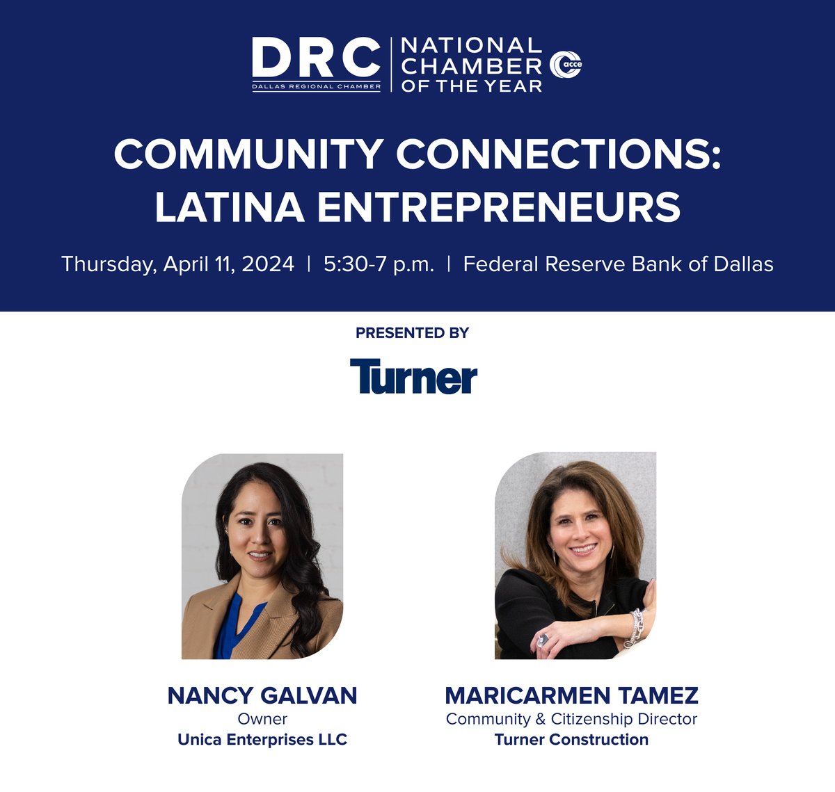 Community Connections: Latina Entrepreneurs, presented by @turner_talk, is an evening dedicated to fostering growth, overcoming challenges, and celebrating success within the Latina business community. Register today! bit.ly/3Ix5Rsq