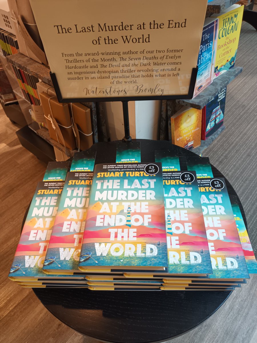 We LOVE seeing all of the wonderful bookshop displays for @stu_turton's The Last Murder at the End of the World 😍 A big shout out to @bromleybooks for being wonderful champions of this amazing book, just look at those colours! Out now in hardback 📚