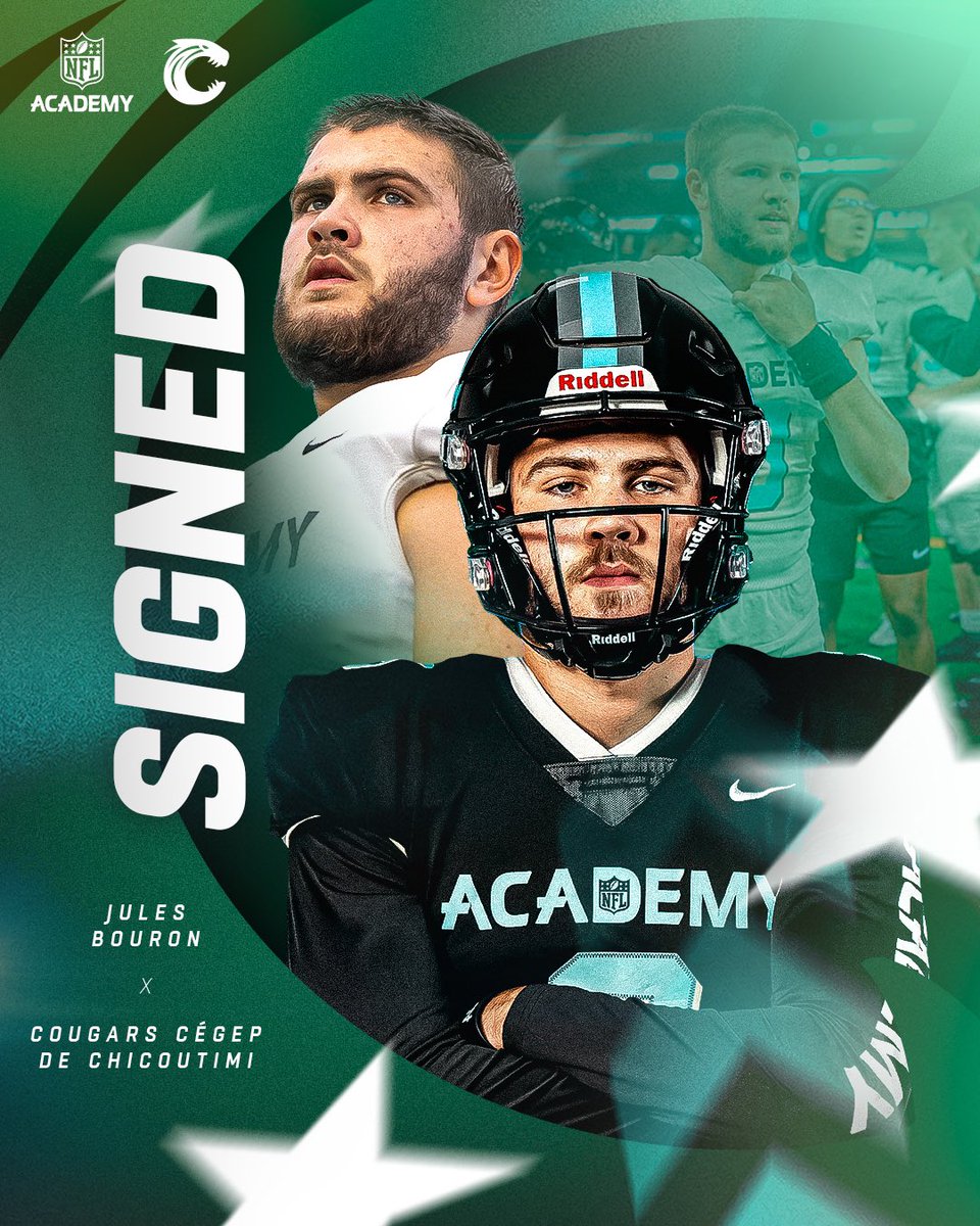 NFL Academy (@nflacademy) on Twitter photo Not only is it gameday, it is a signing day too! ✍️
Huge congratulations to <a href="/jules_QB9/">Jules Bouron</a> who will continue his football career with <a href="/couguars/">Couguars Cégep de Chicoutimi</a> 🇨🇦👏 Not only is it gameday, it is a signing day too! ✍️
Huge congratulations to <a href="/jules_QB9/">Jules Bouron</a> who will continue his football career with <a href="/couguars/">Couguars Cégep de Chicoutimi</a> 🇨🇦👏